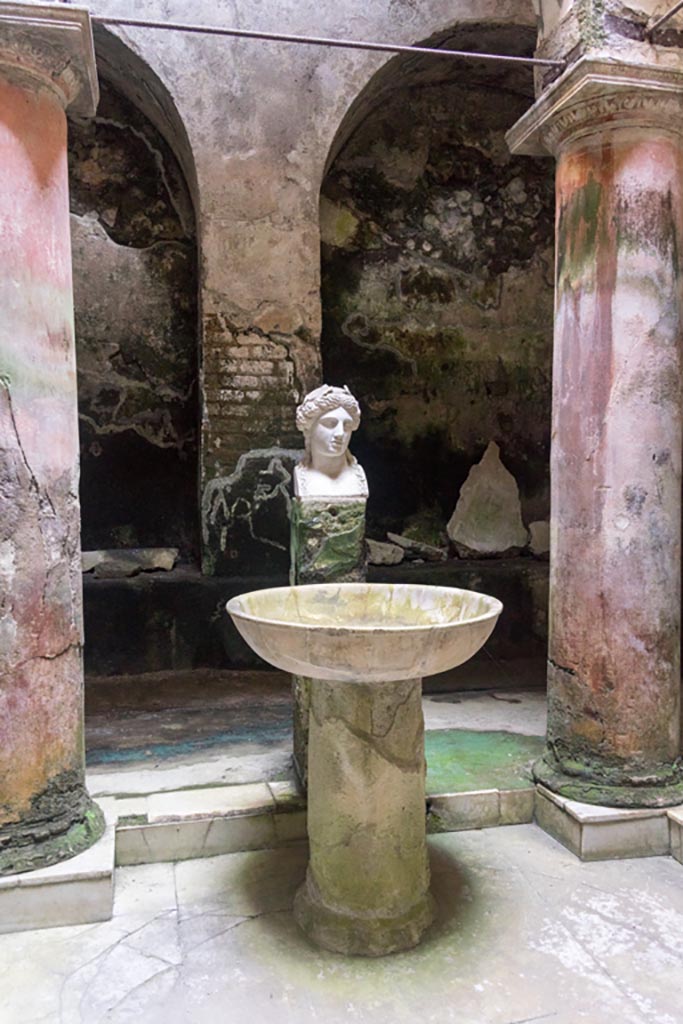 Herculaneum Suburban Baths. October 2023.
Looking east across atrium towards fountain bust of Apollo. Photo courtesy of Johannes Eber.